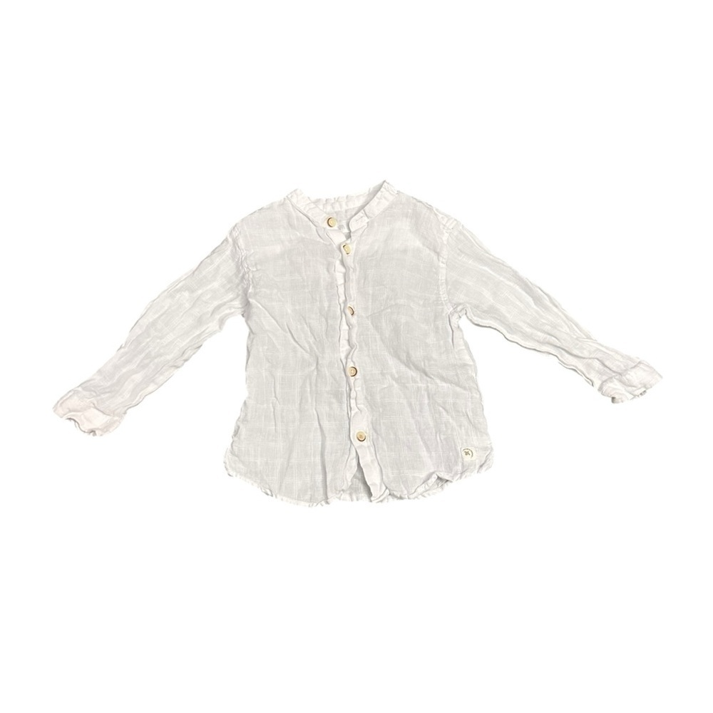 Zara Kids Cream Linen Button-Down Shirt